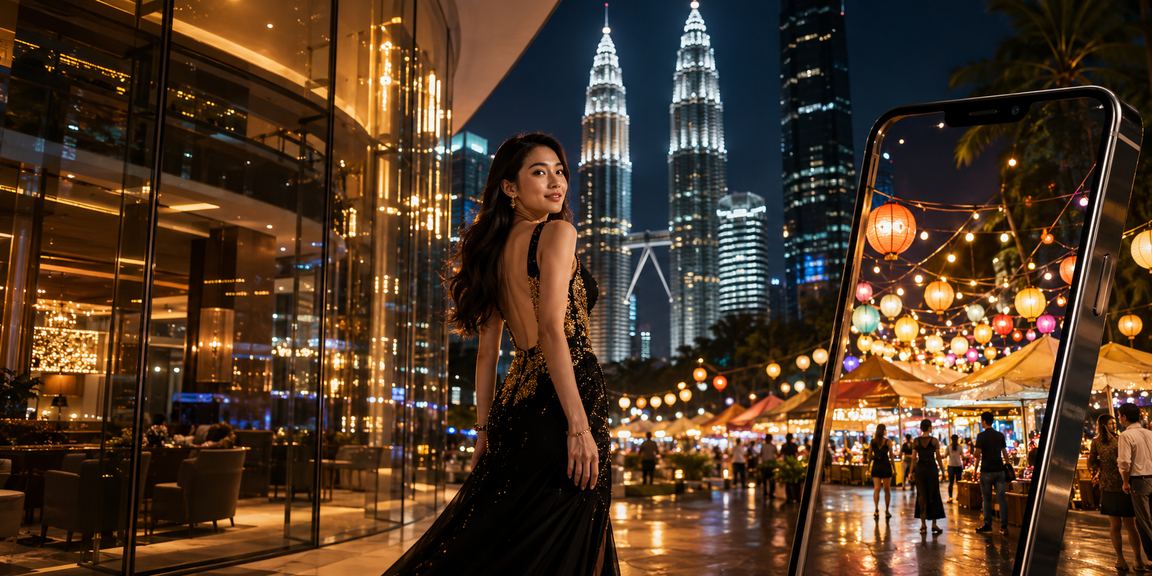 Pengguna mengakses roulette kasino mudah alih batik88 di Kuala Lumpur melalui telefon